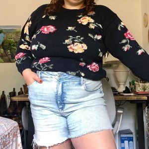 Eddie Bauer floral knit pull over sweater